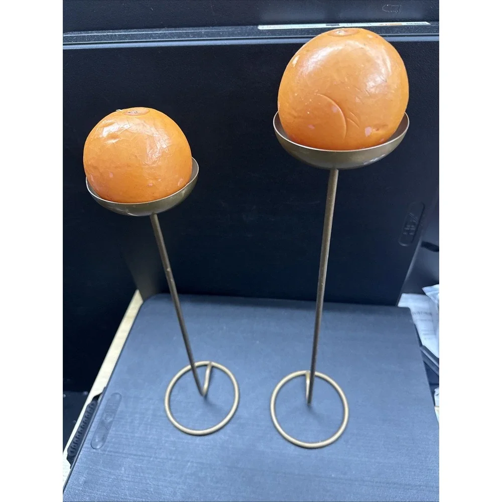 Set Of Two Vintage Mid Century Swedish Brass Candle Holders